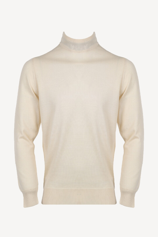 Erkek Bej Yarım Balıkçı Yaka Klasik Triko