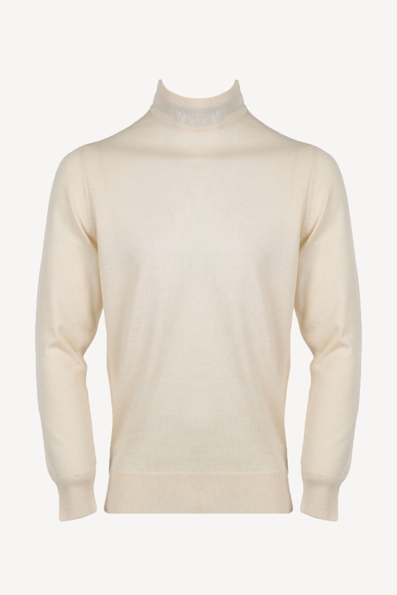 Erkek Bej Yarım Balıkçı Yaka Klasik Triko - 1