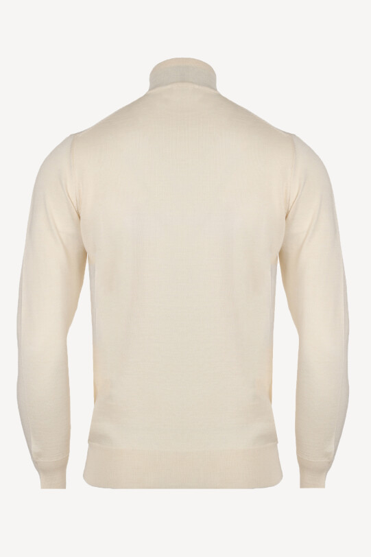 Erkek Bej Yarım Balıkçı Yaka Klasik Triko