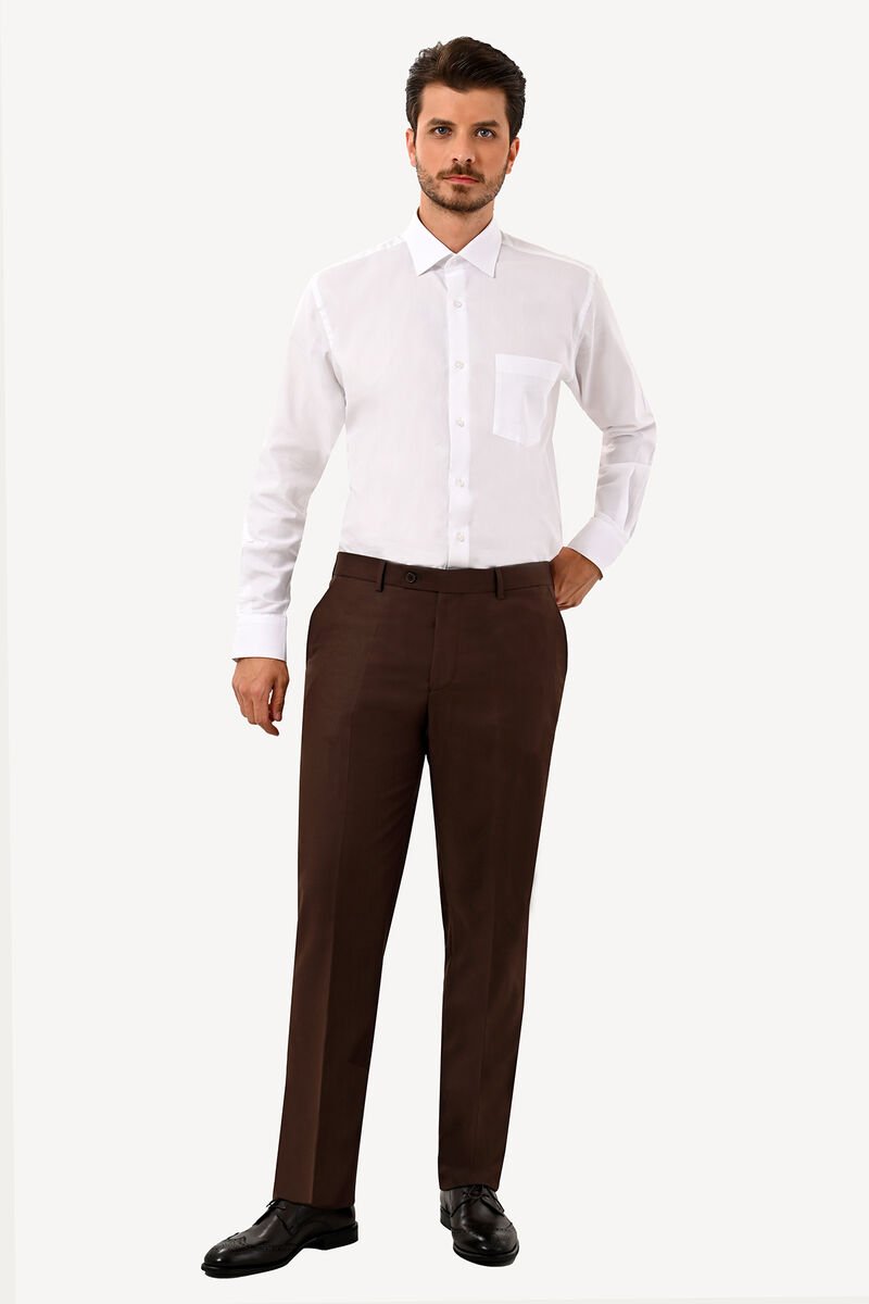 Erkek Kahverengi Kumaş Pantolon Regular Fit - 5