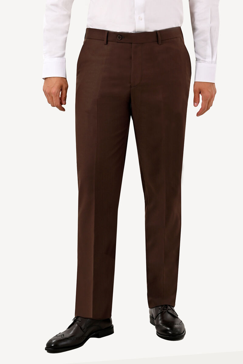 Erkek Kahverengi Kumaş Pantolon Regular Fit - 2