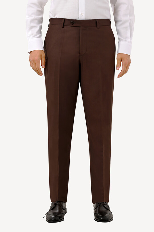 Erkek Kahverengi Kumaş Pantolon Regular Fit