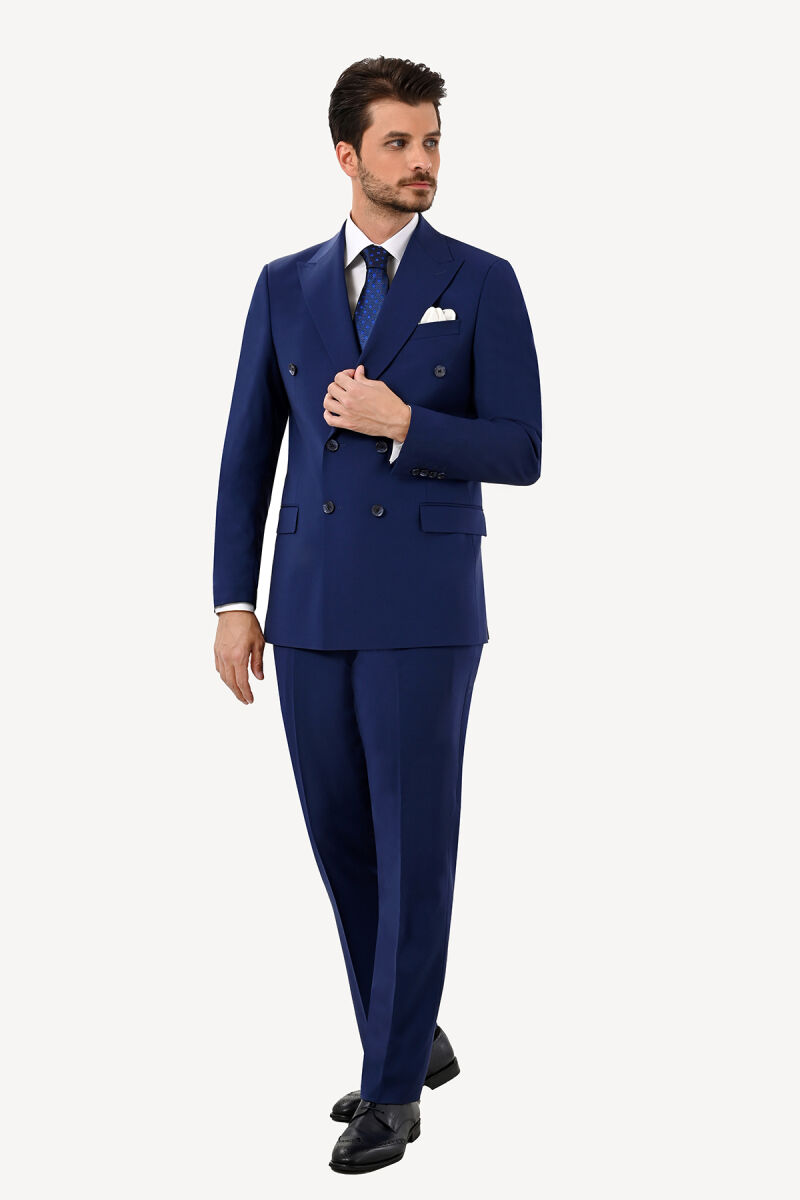 Erkek Parlament Regular Fit Kırlangıç Yaka Kruvaze Takım Elbise - 1