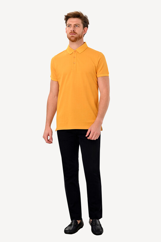 Erkek Sarı Slim Fit Polo Yaka Tshirt