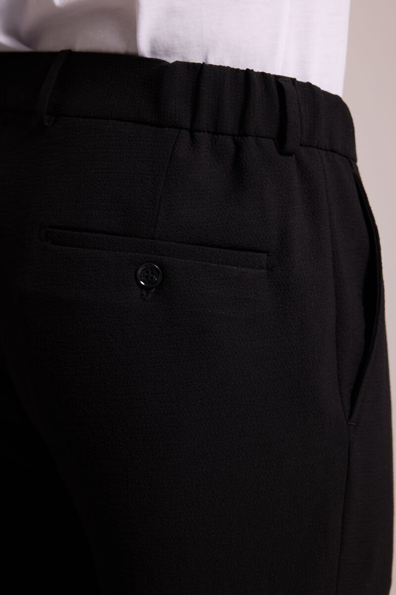 Erkek Siyah Regular Fit Beli Lastikli Mono Yaka Takım Elbise - 9